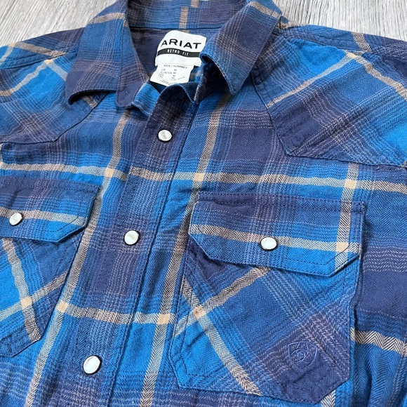 Ariat Harland Retro Fit Pearl Snap Western Rodeo Plaid Cowboy Shirt Medium - Picture 5 of 9